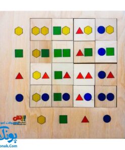 جورچین چوبی آموزش مفاهیم الگویابی، تطابق و شناخت رنگ ها و اشکال هندسی به کودکان مدل بیس