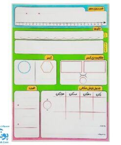 تخته کار لوح ریاضی سوم دبستان دو رو لمینت وایت بردی مدل سلام