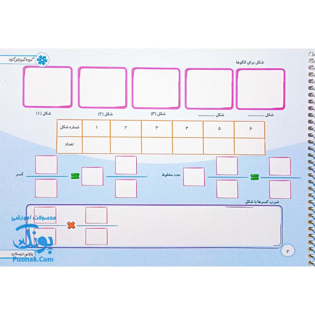 دفتر وایت بردی تمرین و تکرار ریاضی پایه پنجم گراد